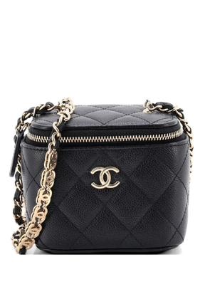 CHANEL Pre-Owned Tiny CC Link Vanity Case with Chain Quilted Caviar Mini clutch bag - Black