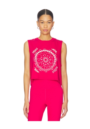 Spiritual Gangster Zodiac Energy Spirit Crop Tank in Pink. Size S. Also in XS, M, L, XL.