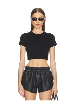 RE/DONE Cropped 60s Slim Tee in Black. Size XS. Also in S, M, L.
