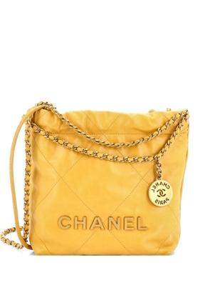 CHANEL Pre-Owned 22 Chain Hobo Quilted Calfskin Mini crossbody bag - Orange