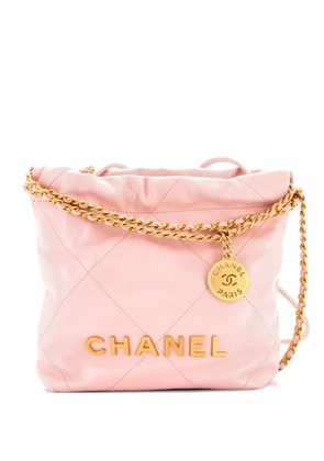 CHANEL Pre-Owned 22 Chain Hobo Quilted Calfskin Mini crossbody bag - Pink