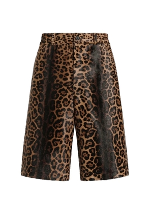 Dolce & Gabbana leopard-print calfskin trousers - Brown