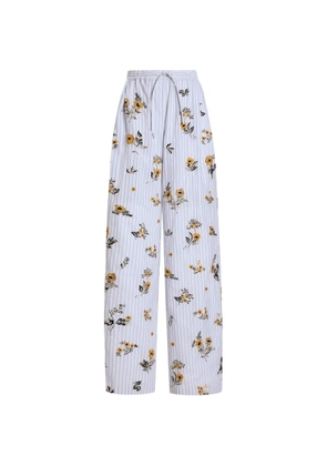 Dolce & Gabbana poplin trousers with thread floral embroidery and rhinestones - White