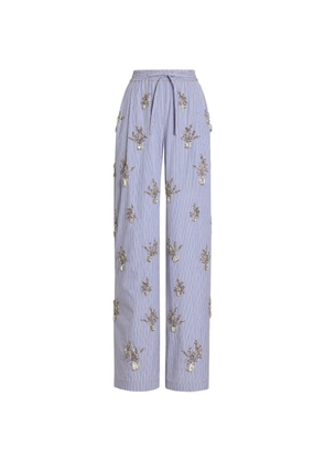 Dolce & Gabbana poplin trousers with floral embroidery - Blue