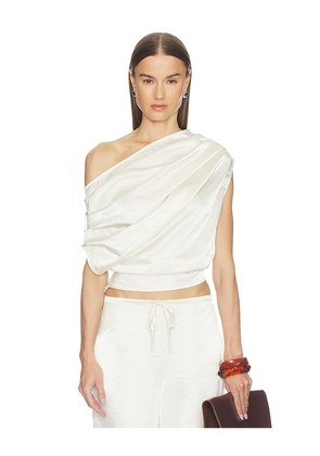 SNDYS Dove One Shoulder Top in Cream. Size XS. Also in S, M, L, XL.