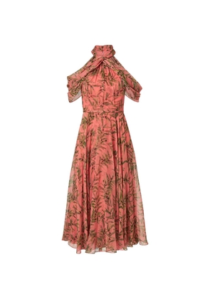 Carolina Herrera olive branch-print halterneck midi dress - Pink