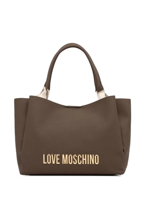 Love Moschino logo-plaque tote bag - Brown