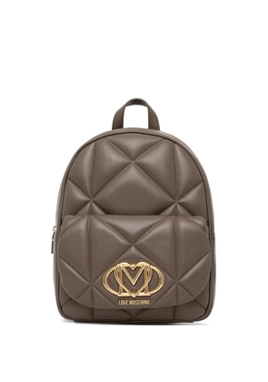 Love Moschino quilted logo-plaque backpack - Brown