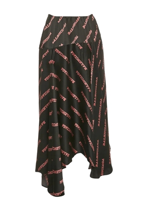 Balenciaga Pre-Owned asymmetric logo-print skirt - Black