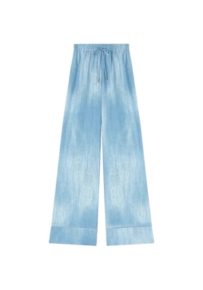 Ermanno Scervino drawstring jeans print palazzo pants - Blue