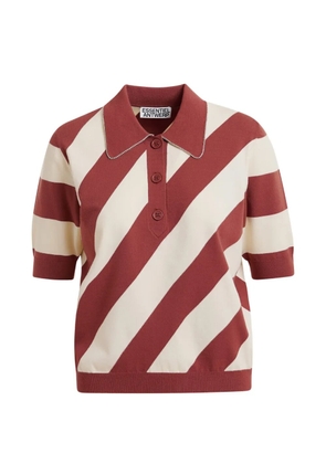 Essentiel Antwerp striped rhinestone polo top - Red