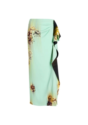 Proenza Schouler Cella ruffled printed maxi skirt - Green