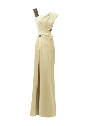 Gemy Maalouf embellished asymmetrical-neckline maxi dress - Neutrals