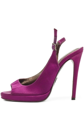 Roberto Cavalli Vintage 110mm satin peep-toe platform pumps - Purple