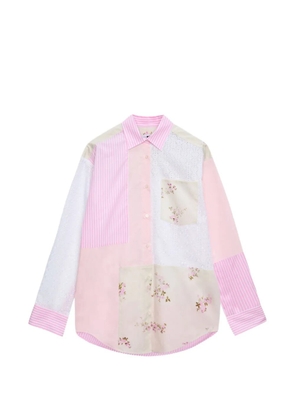 MSGM striped-pattern floral-print shirt - Pink