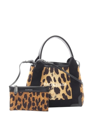 Balenciaga Pre-Owned 2010-2026 Leopard Canvas Navy Cabas XS satchel - Brown