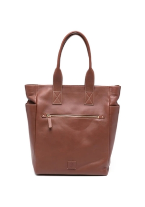 Eleventy zip-fastening leather tote bag - Brown