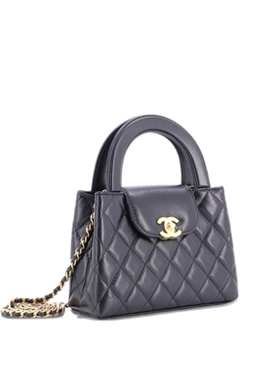 CHANEL Pre-Owned Kelly Top Handle Shopping Bag Quilted Shiny Aged Calfskin Mini satchel - Black