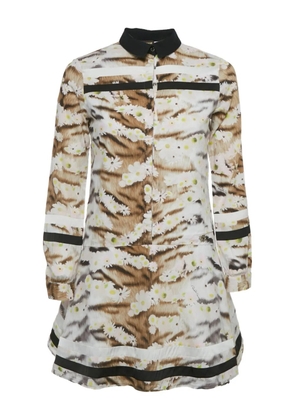 Roberto Cavalli mixed-print flared shirt dress - Neutrals