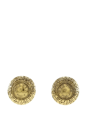 CHANEL Pre-Owned 1970-1980 Gold Plated Rue Cambon Medallion Clip On Earrings costume earrings