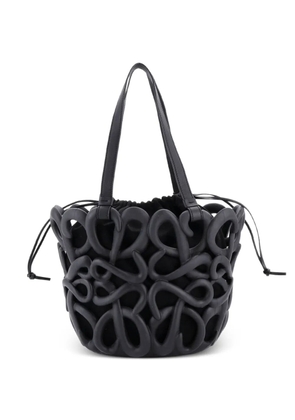 Loewe Pre-Owned Inflated Anagram Cut Out Basket Rubber and Leather Small tote bag - Black