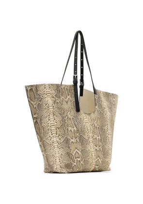 AllSaints Ara snakeskin buckle tote bag - Neutrals