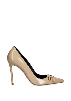 Elisabetta Franchi logo leather pumps - Neutrals