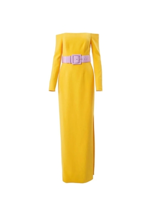 Carolina Herrera off-shoulder belted dress - Yellow