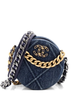 CHANEL Pre-Owned 19 Round Clutch with Chain Quilted Denim crossbody bag - Blue