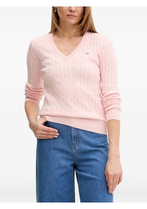 Gant cable-knit V-neck knitwear - Pink