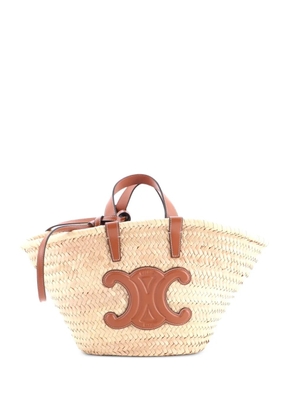 Celine Pre-Owned Triomphe Basket Shoulder Bag Raffia with Leather Medium tote bag - Brown