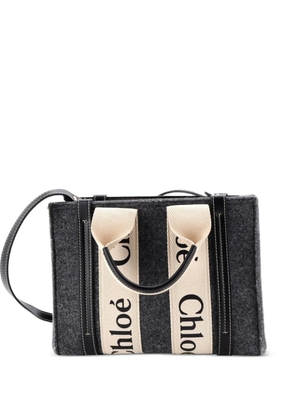 Chloé Pre-Owned Woody Recycled Felt with Leather and Canvas Small tote bag - Black
