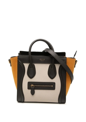 Celine Pre-Owned 2016 Nano Tricolor Nubuck and Drummed Calfskin Luggage Tote satchel - Brown