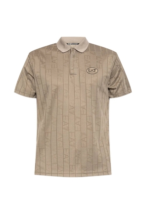 Ea7 Emporio Armani monogram-pattern polo shirt - Neutrals