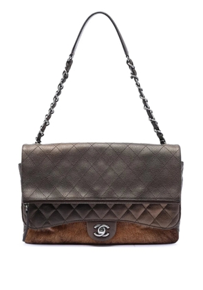 CHANEL Pre-Owned 2015-2016 Paris Salzburg Metallic Lambskin and Pony Hair Zip Multi Flap shoulder bag - Brown
