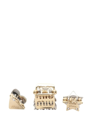 Miu Miu Pre-Owned Heart Star hair clip (set of three) - Gold