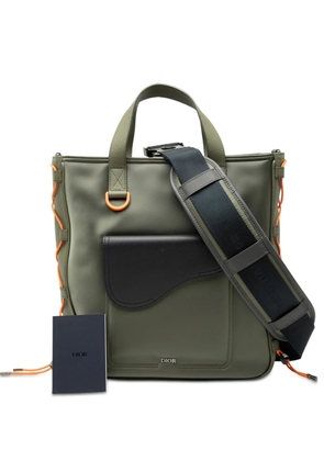 Christian Dior Pre-Owned 2021 Sacai Nylon and Leather Saddle Tote satchel - Green