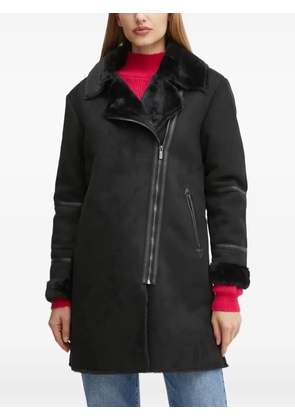 Morgan faux-fur trim coat - Black