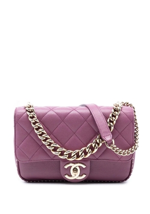 CHANEL Pre-Owned 2017-2018 Small Quilted Caviar Studded Chain Handle Flap satchel - Purple