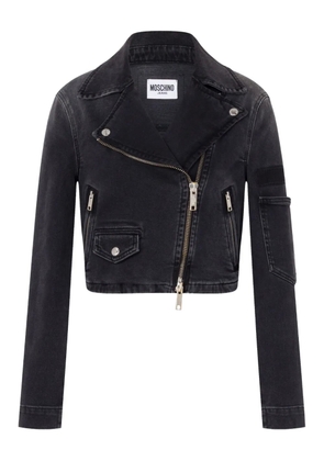 MOSCHINO JEANS denim cropped biker jacket - Grey