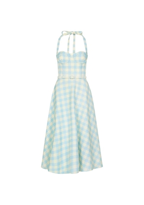 Oscar de la Renta gingham-pattern midi dress - Blue