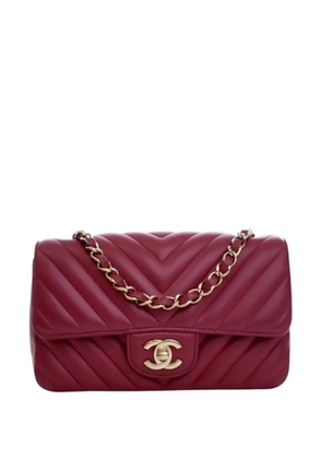 CHANEL Pre-Owned 2018-2019 Mini Rectangular Classic Chevron Lambskin Single Flap crossbody bag - Purple