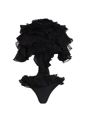 Amir Slama ruffled swimsuit - Black