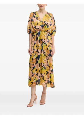 Morgan floral-patterned V-neck midi dress - Yellow