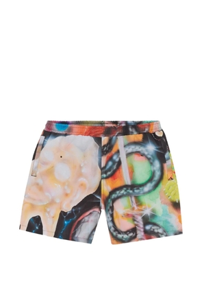 IUTER Slime print-detail swim shorts - Orange