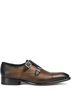 Doucal's leather double-buckle monk shoes - Brown
