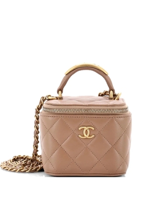 CHANEL Pre-Owned Classic Top Handle Vanity Case with Chain Quilted Lambskin Mini crossbody bag - Neutrals
