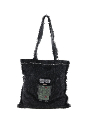 CHANEL Pre-Owned 2017-2018 Large Resin Embellished Tweed Robot Shopping tote bag - Black