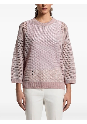 Peserico sequinned open-knit crew-neck sweater - Pink