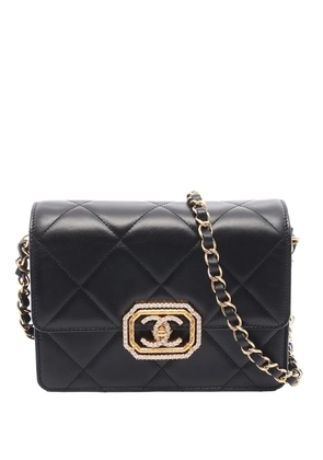 CHANEL Pre-Owned 2021-2026 Mini Quilted Calfskin Strass Flap crossbody bag - Black